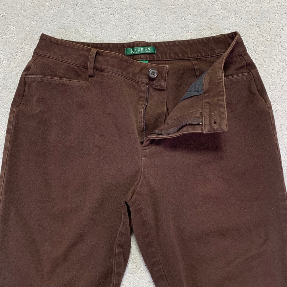 Lauren Ralph Lauren Womens Catlin Pants Size 8 Brown Casual Career Chino 29x27.5